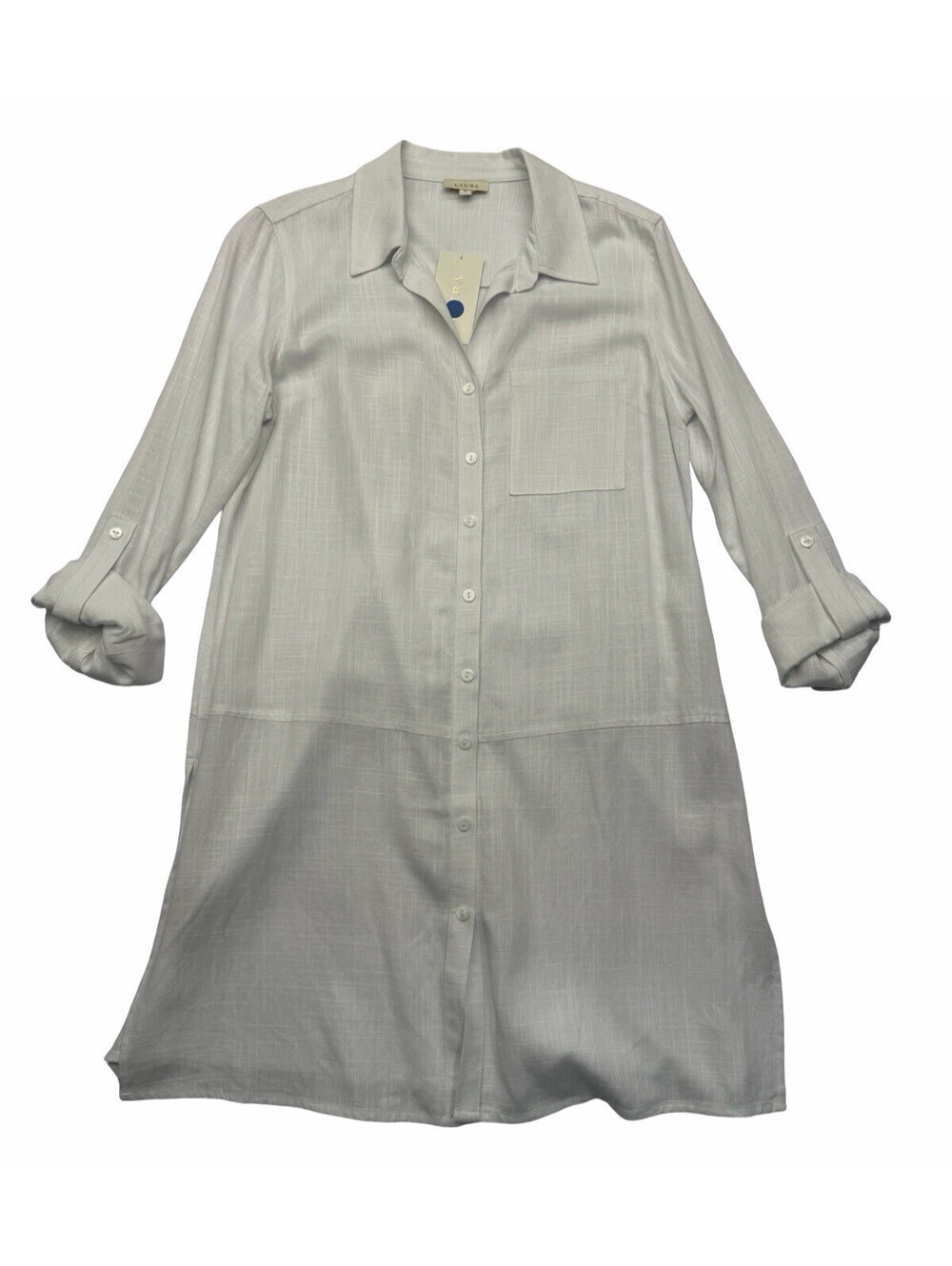 Laura Viscose Linen Blend Shirt Dress White Size US 6